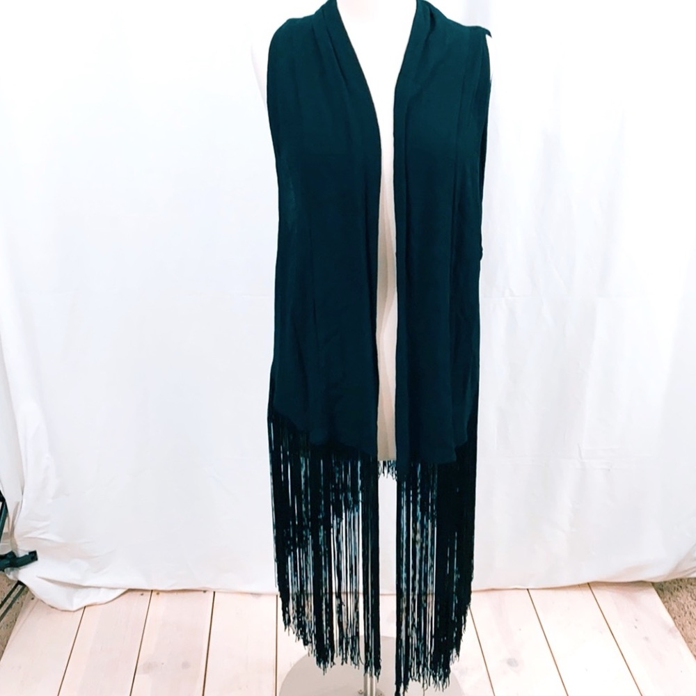 Reformation Black Fringe Vest